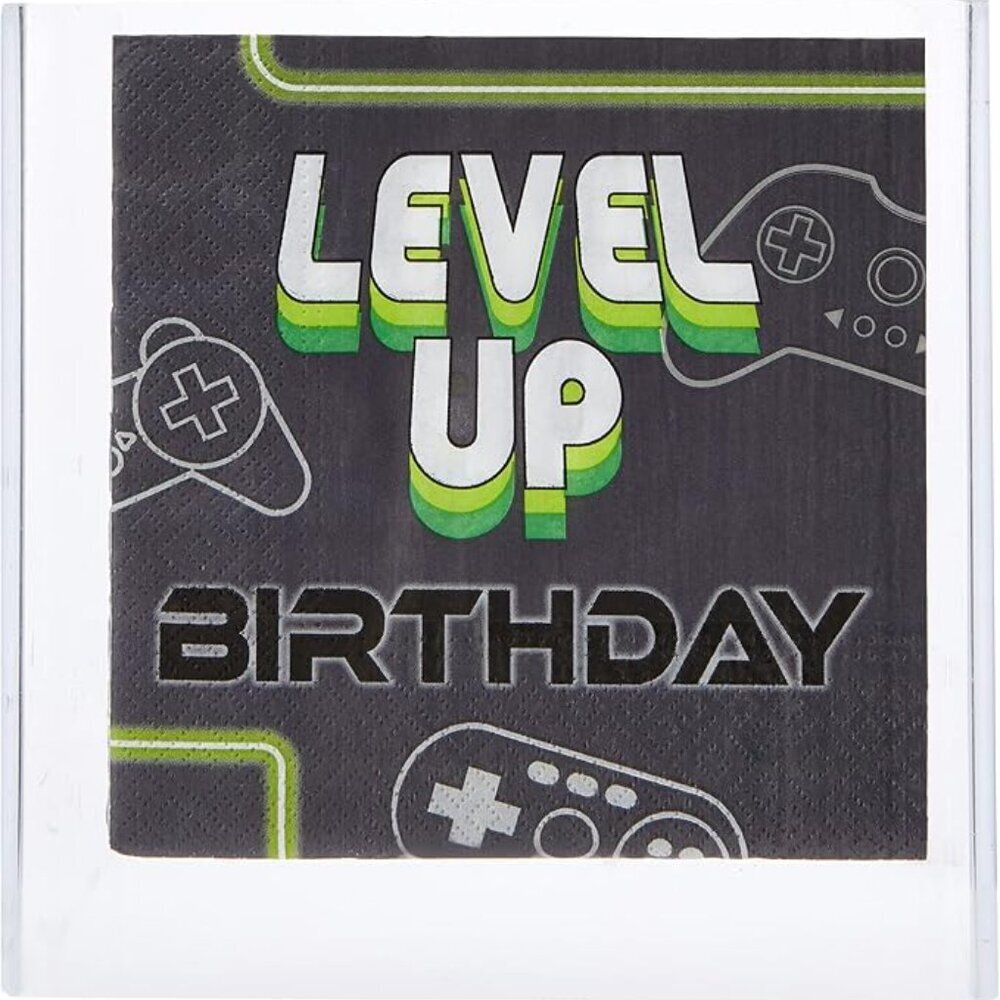Level Up Paper Party Napkins - 6 1/2" x 6 1/2" | Pack of 16 - 2 Ply
